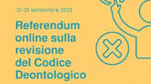 Referendum sul Codice Deontologico dei psicologi, dal 21 al 25 settembre. Referendum sul Codice Deontologico dei psicologi, dal 21 al 25 settembre.