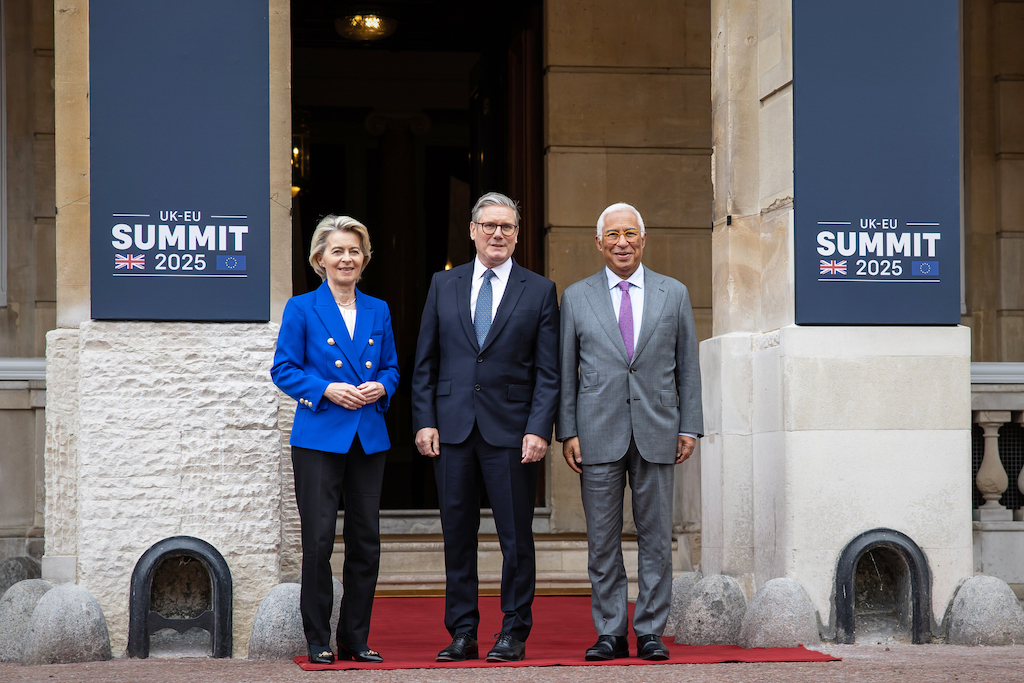 URSULA VON DER LEYEN PRESIDENTE COMMISSIONE EUROPEA, KEIR STARMER PRIMO MINISTRO INGLESE, ANTÓNIO COSTA PRESIDENTE CONSIGLIO EUROPEO